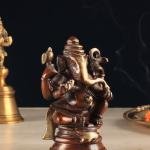 Pure Brass Lord Ganesha | 5" x 3.5" x 2.5" | 1 kg | Copper Tone Finish | Portable Sacred Art | Perfect Gift | Jaipurio